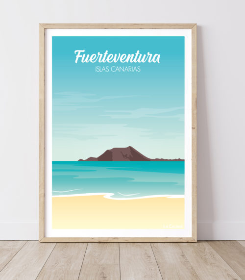 affiche de la plage de corralejo dans un cadre