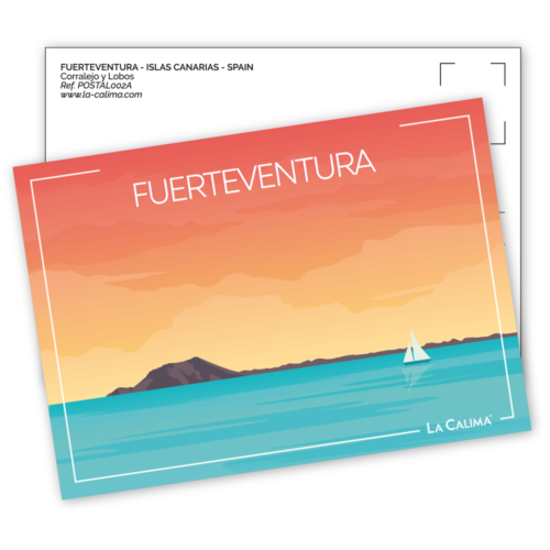 Carte postale Fuerteventura avec une vue sur l'île de Lobos (Los Lobos)