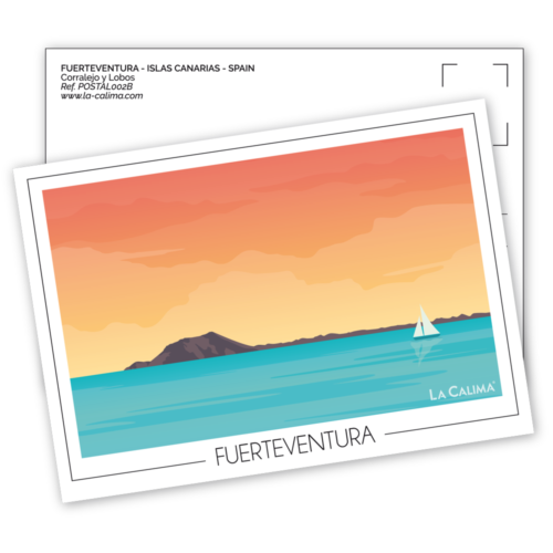 Carte postale Fuerteventura avec une vue sur l'île de Lobos (Los Lobos)